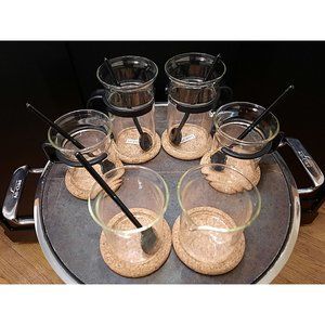 BODUM Bistro "PICARD" Tea Mugs; Set of 4 with Spoons, Coasters, Creamer & Sugar